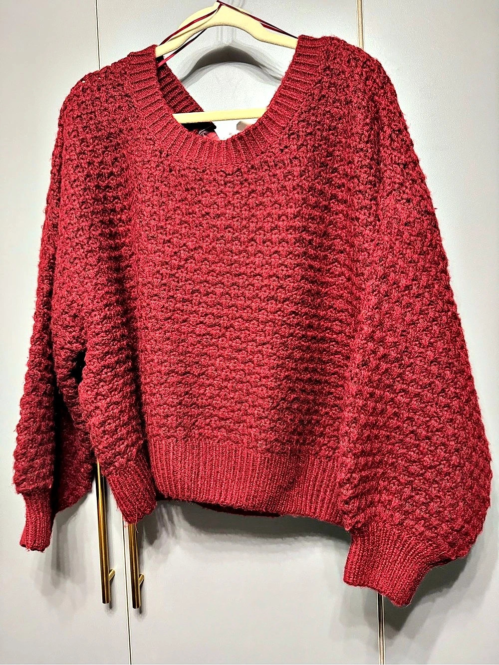 Altar'd State Plaid-Lined Sweater in Red Size 2XL NWT